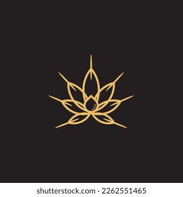 cannabis abstract minimalist gold line logo of a cannabis leaf for your brand.