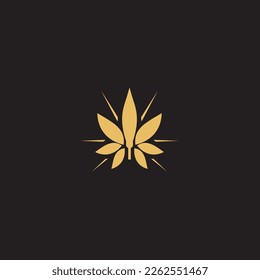 cannabis abstract minimalist gold line logo of a cannabis leaf for your brand.