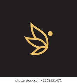 cannabis abstract minimalist gold line logo of a cannabis leaf for your brand.