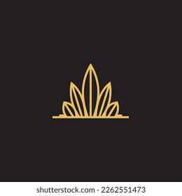 cannabis abstract minimalist gold line logo of a cannabis leaf for your brand.