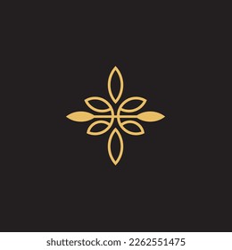 cannabis abstract minimalist gold line logo of a cannabis leaf for your brand.