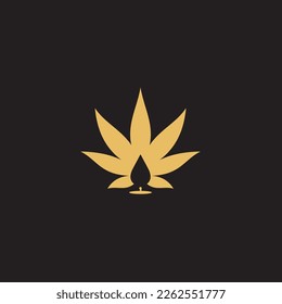 cannabis abstract minimalist gold line logo of a cannabis leaf for your brand.