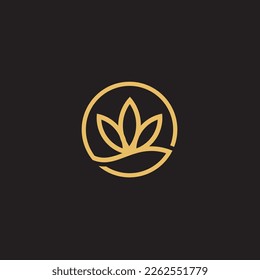 logo abstracto de línea de oro minimalista de cannabis de una hoja de cannabis para tu marca.