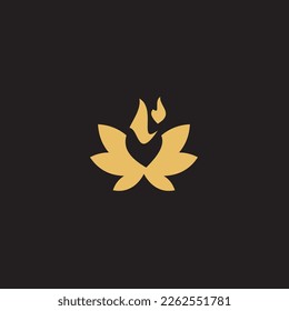 cannabis abstract minimalist gold line logo of a cannabis leaf for your brand.