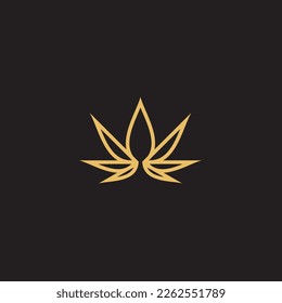 cannabis abstract minimalist gold line logo of a cannabis leaf for your brand.