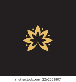 cannabis abstract minimalist gold line logo of a cannabis leaf for your brand.