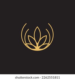 cannabis abstract minimalist gold line logo of a cannabis leaf for your brand.