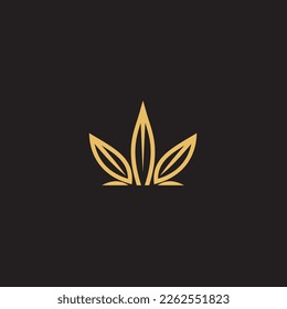 cannabis abstract minimalist gold line logo of a cannabis leaf for your brand.