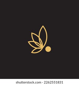 cannabis abstract minimalist gold line logo of a cannabis leaf for your brand.