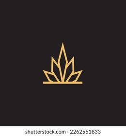 cannabis abstract minimalist gold line logo of a cannabis leaf for your brand.