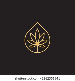 cannabis abstract minimalist gold line logo of a cannabis leaf for your brand.