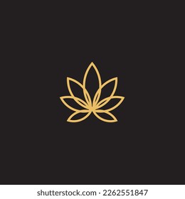 cannabis abstract minimalist gold line logo of a cannabis leaf for your brand.