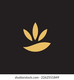 cannabis abstract minimalist gold line logo of a cannabis leaf for your brand.