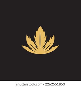 cannabis abstract minimalist gold line logo of a cannabis leaf for your brand.