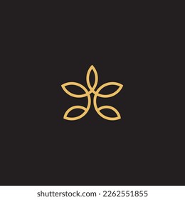 cannabis abstract minimalist gold line logo of a cannabis leaf for your brand.