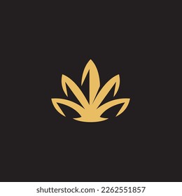 cannabis abstract minimalist gold line logo of a cannabis leaf for your brand.