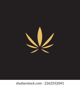 cannabis abstract minimalist gold line logo of a cannabis leaf for your brand.