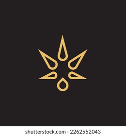 cannabis abstract minimalist gold line logo of a cannabis leaf for your brand.