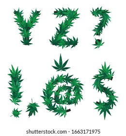 Cannabis-Alphabet, Öko-Hintergrund. Teil  