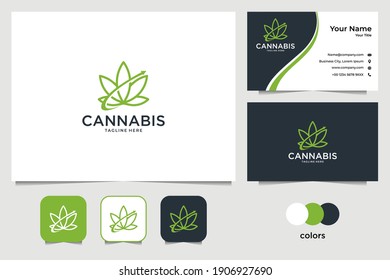 Cannabis mit Pfeil-Logo-Design und Visitenkarte