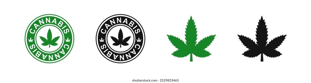 Cannabis badges vector icon set