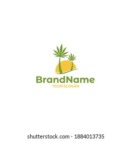 Vector de diseño del logotipo de la playa de Cannabis