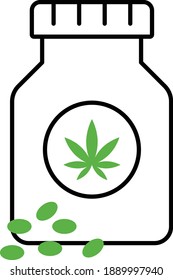 Cannabis Beans with Jar Concept Vector Icon Design, Marijuana and psychoactive drug Symbol on white background, Hashish and Hemp Sign,