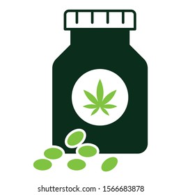 Cannabis Beans with Jar Vector Icon Design