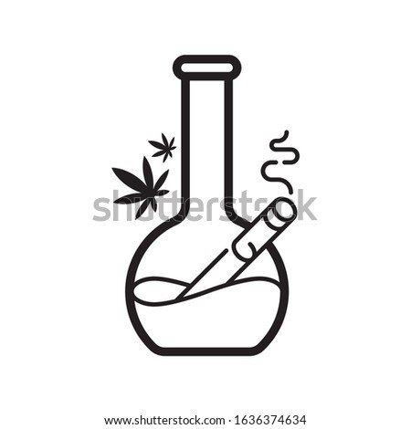 Cannabis bong black line vector icon