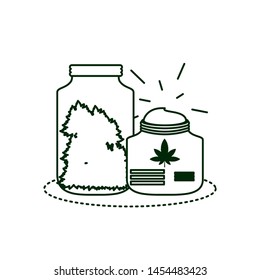 cannabis bottle with leaf plant