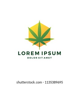 cannabis box cube hexagonal hemp marijuana hive leaf logo