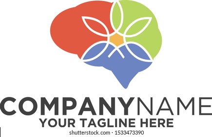 Cannabis Brain Fullcolor logo Template