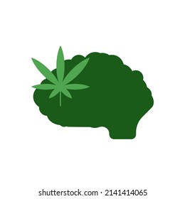 Cannabis brain vector icon on white background