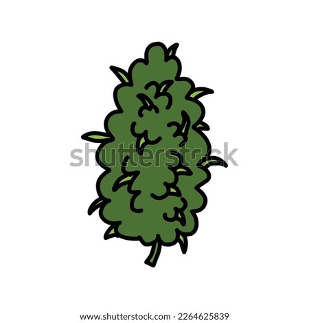 cannabis bud doodle icon, vector illustration