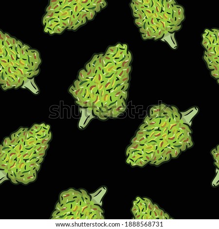 Cannabis bud seamless pattern. Marijuana vector illustration