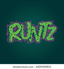 Camiones de cannabis con letras de runtz ilustraciones vectoriales de cepa para tu logo de trabajo, camiseta de mercancía, pegatinas y diseños de etiquetas, afiche, tarjetas de felicitación compañía comercial o marcas