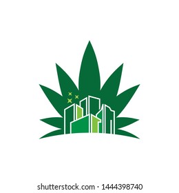 cannabis  with a build logo template