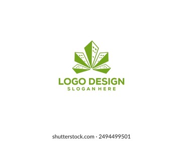 Cannabis building Logo Design Template. Template Logo Cannabis, Cannabis Green House.