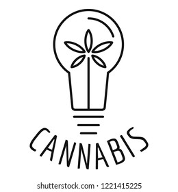 Cannabis bulb logo. Outline cannabis bulb vector logo for web design isolated on white background