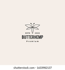 cannabis butterfly logo vector icon illustration hipster vintage retro