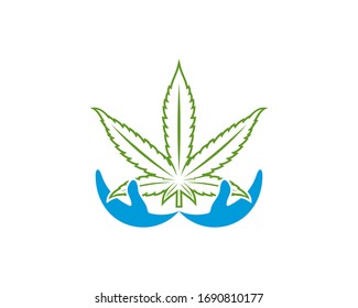 Plantilla vectorial de diseño del logotipo Cannabis Care. Canabis creativo con fondo blanco