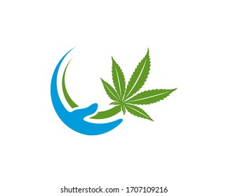 Plantilla vectorial de diseño del logotipo Cannabis Care. Canabis creativo con fondo blanco