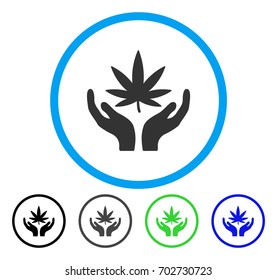 Cannabis Care rounded icon. Vector illustration style is a flat iconic symbol inside a circle, black, gray, blue, green versions. Designed for web and software interfaces.