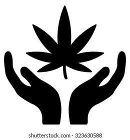 Cannabis Care vector icon. Style is flat symbol, black color, rounded angles, white background.