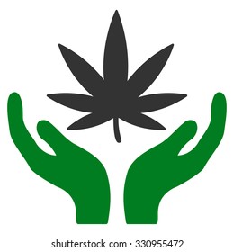 Cannabis Care vector icon. Style is bicolor flat symbol, green and gray colors, rounded angles, white background.