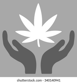Cannabis Care vector icon. Style is bicolor flat symbol, dark gray and white colors, rounded angles, silver background.