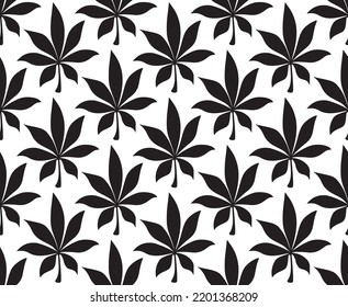 Ilustración de dibujos animados de cannabis. Ilustración vectorial sin fisuras del patrón Hemp. Fondo de marihuana