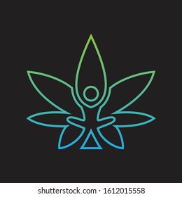 Cannabis CBD oil yoga creative logo vector  illustration