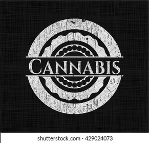 Cannabis chalk emblem, retro style, chalk or chalkboard texture