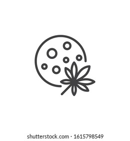 Cannabis chip cookie line icon. linear style sign for mobile concept and web design. Cookies with marijuana leaf outline vector icon. Drug store symbol, logo illustration. Vector graphics